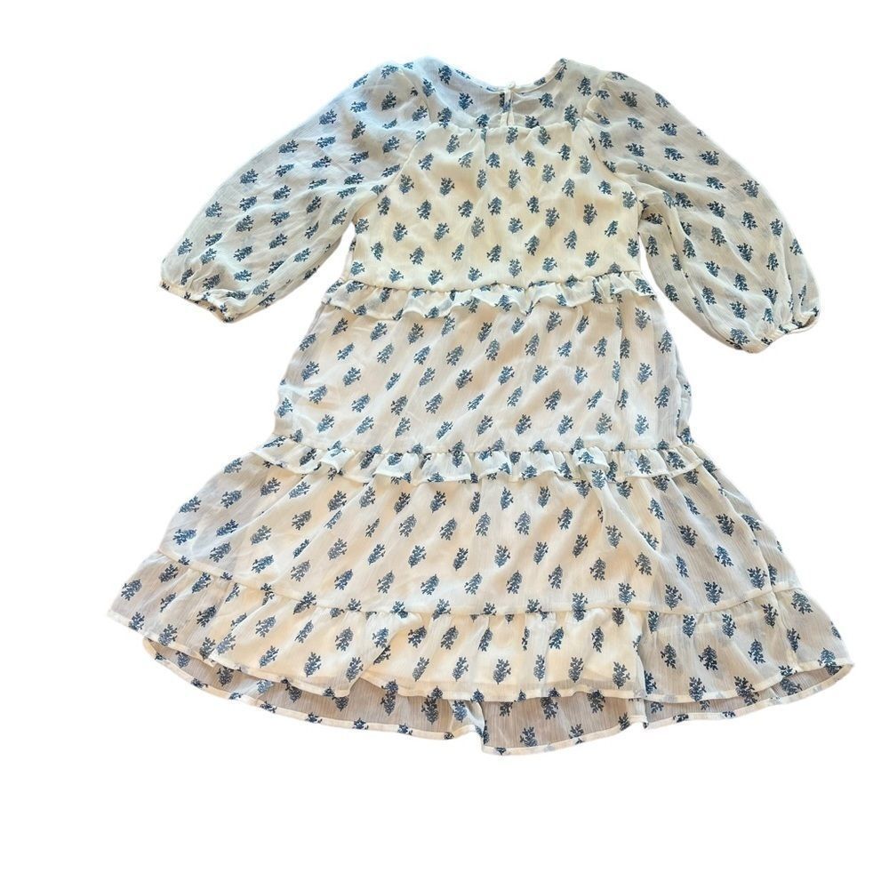 Wonder Nation Girls Short Sleeve Chiffon Peasant Dress Delicate Ivory​​​